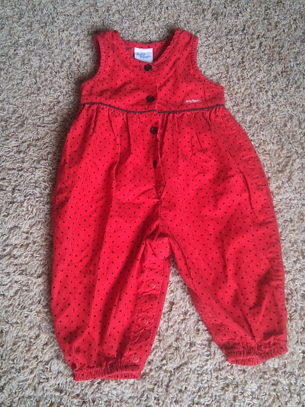 Vintage OshKosh B'gosh 12M Romper Polka Dot Overalls Heirloom Baby Cottagecore